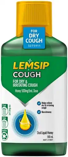 Soul Pattinson Chemist Lemsip Cough Oral Liquid Honey Flavour 180mL offer