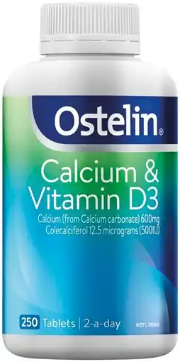Soul Pattinson Chemist Ostelin Calcium & Vitamin D3 250 Tablets offer