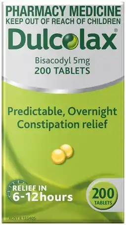 Soul Pattinson Chemist Dulcolax Bisacodyl 5mg 200 Tablets offer