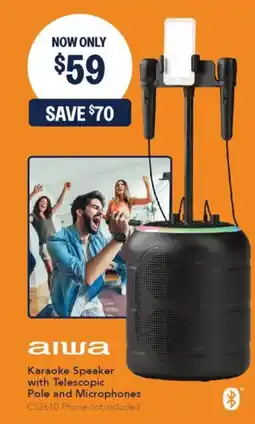 Jaycar Electronics Karaoke Speaker with Telescopic Pole and Microphones offer