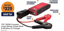 Jaycar Electronics 12V 1000A Compact Jump Starter, Power Bank & Wireless Qi Charger offer