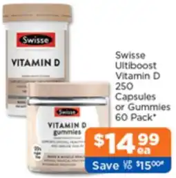 Good Price Pharmacy Swisse Ultiboost Vitamin D 250 Capsules or Gummies offer