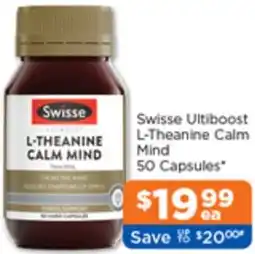 Good Price Pharmacy Swisse Ultiboost L-Theanine Calm Mind offer
