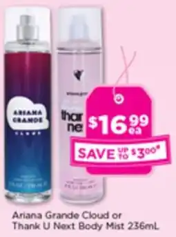 Good Price Pharmacy Ariana Grande Cloud or Thank U Next Body Mist offer