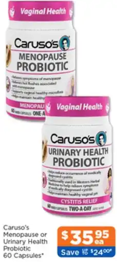 Good Price Pharmacy Caruso's Menopause or Urinary Health Probiotic offer