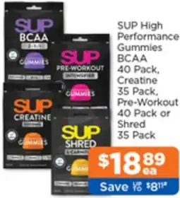 Good Price Pharmacy SUP High Performance Gummies BCAA, Creatine, Pre-Workout or Shred offer