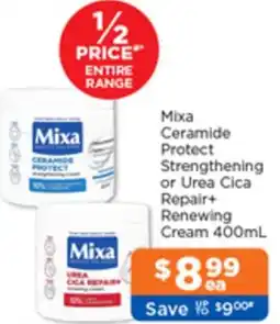 Good Price Pharmacy Mixa Ceramide Protect Strengthening or Urea Cica Repair+ Renewing Cream offer