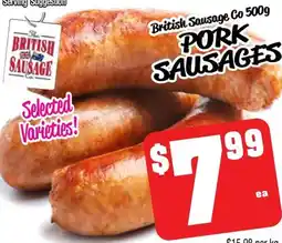 Farmer Jack's British Sausage Co Pork sausages offer