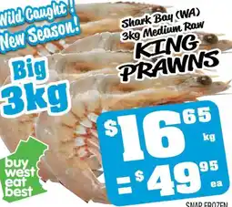 Shark Bay (WA) Medium Raw King Prawns
