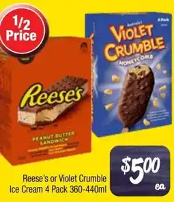 Farmer Jack's Reese's or Violet Crumble Ice Cream offer