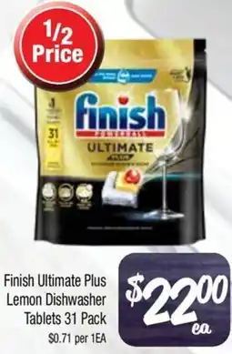 Farmer Jack's Finish Ultimate Plus Lemon Dishwasher Tablets offer