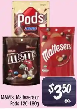Farmer Jack's M&M's, Maltesers or Pods offer