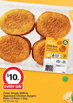 Coles Chicken Burgers Plain offer