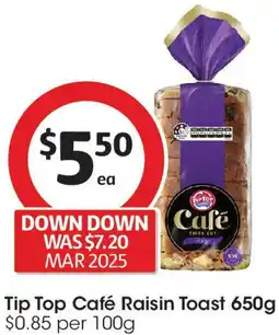 Coles Tip Top Café Raisin Toast offer
