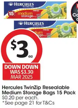 Coles TwinZip Resealable Medium Storage Bags offer