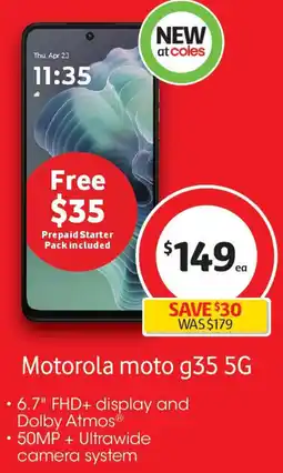 Coles Motorola moto g35 5G offer