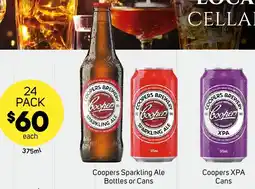 Foodland Coopers Sparkling Ale Bottles or Cans or Coopers XPA Cans offer