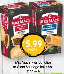 Pies Varieties or Giant Sausage Rolls