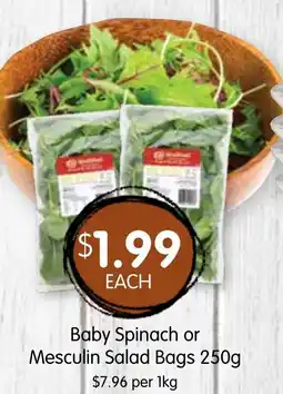 Spudshed Baby Spinach or Mesculin Salad Bags offer