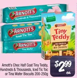 Farmer Jack's Choc Half Coat Tiny Teddy, Hundreds & Thousands, Iced Tic Toc or Tina Wafer Biscuits offer