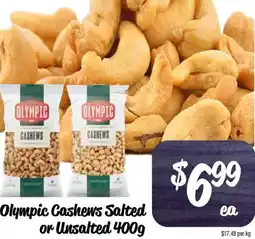 Farmer Jack's Olympic Cashews Salted or Unsalted offer