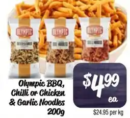 Farmer Jack's Olympic BBQ, Chilli or Chicken & Garlic Noodles offer
