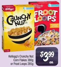 Farmer Jack's Kellogg's Crunchy Nut Corn Flakes or Froot Loops offer