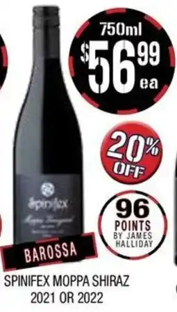 Farmer Jack's Spinifex moppa shiraz 2021 or 2022 offer