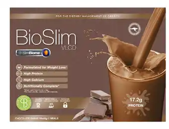 Discount Drug Stores Bioslim vlcd chocolate shake 18x46g sachets offer