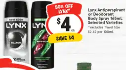 IGA Lynx Antiperspirant or Deodorant Body Spray offer