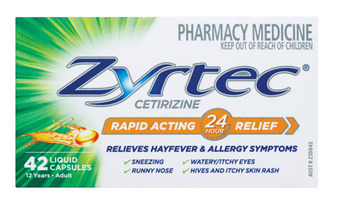 Zyrtec hayfever & allergy relief 42 liquid capsules