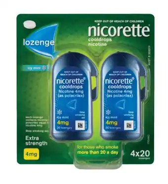 Discount Drug Stores Nicorette cooldrops 4mg icy mint 80 lozenges offer