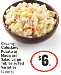 IGA Creamy Coleslaw, Potato or | Macaroni Salad Large Tub offer