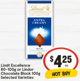 IGA Lindt Excellence or Lindor Chocolate Block offer