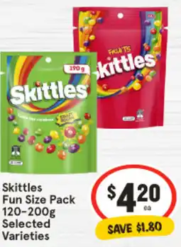 IGA Skittles Fun Size Pack offer