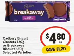 IGA Cadbury Biscuit Clusters or Breakaway Biscuits offer