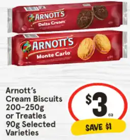 IGA Arnott's Cream Biscuits or Treatles offer