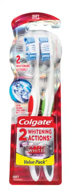 Discount Drug Stores Colgate 360 optic white platinum 2 pack soft toothbrush offer