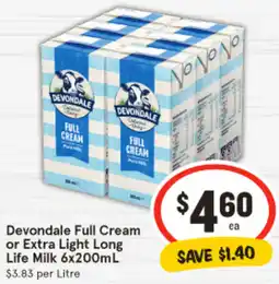 IGA Full Cream or Extra Light Long Life Milk offer