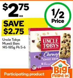 BIG W Uncle tobys muesli bars offer