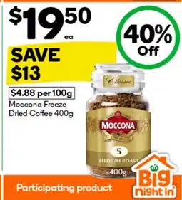 BIG W Moccona freeze dried coffee offer