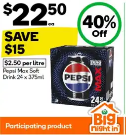 BIG W Pepsi max soft offer