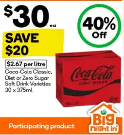 BIG W Coca-cola classic, diet or zero sugar soft drink varieties offer