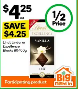 BIG W Lindt lindor or excellence blocks offer