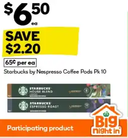BIG W Starbucks by nespresso coffee pods offer