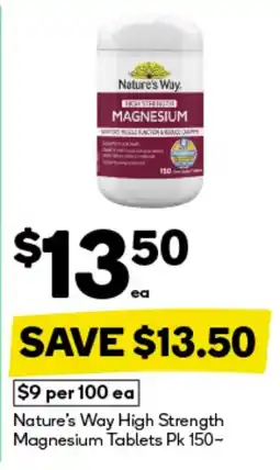 BIG W Nature's way high strength magnesium tablets offer