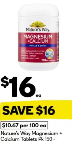 BIG W Nature's way magnesium + calcium tablets offer