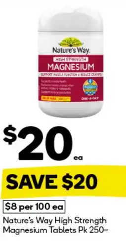 BIG W Nature's way high strength magnesium tablets offer