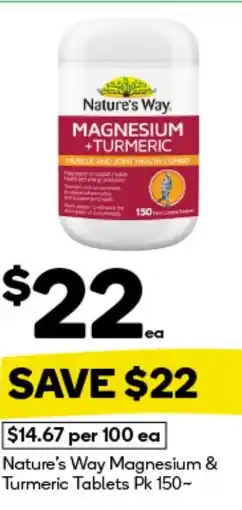 BIG W Nature's way magnesium & turmeric tablets offer