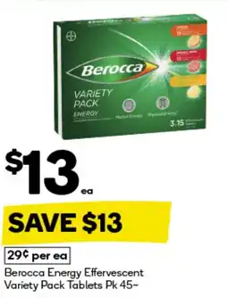 BIG W Berocca energy effervescent variety pack tablets offer